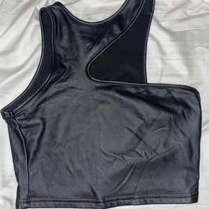 Asymmetrical leather top